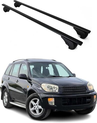 OMAC سقف الرف عبر القضبان لتويوتا RAV4 2001-2005 قابل للقفل 165Lbs معدن أسود 2 قطعة يناسب ناقلات البضائع قوارب الكاياك الدراجة على الجليد in Kuwait