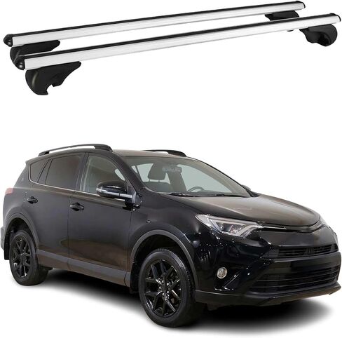 OMAC سقف الرف عبر القضبان لتويوتا RAV4 2001-2005 قابل للقفل 165Lbs معدن أسود 2 قطعة يناسب ناقلات البضائع قوارب الكاياك الدراجة على الجليد in Kuwait