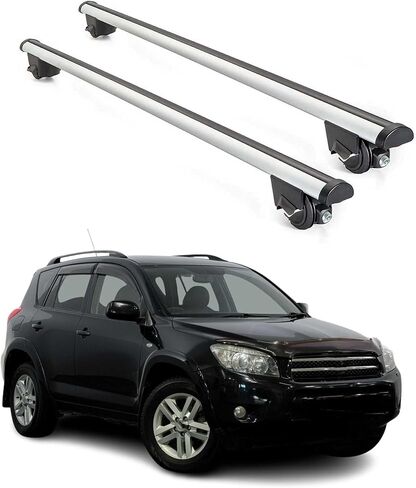 OMAC سقف الرف عبر القضبان لتويوتا RAV4 2001-2005 قابل للقفل 165Lbs معدن أسود 2 قطعة يناسب ناقلات البضائع قوارب الكاياك الدراجة على الجليد in Kuwait