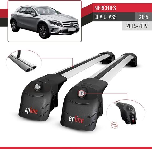 Compatible with Mercedes GLA-Class (X156) 2014-2019 ACE-2 Model Car Roof Rack Cross Bar Gray Aluminium 2 Bars in Kuwait