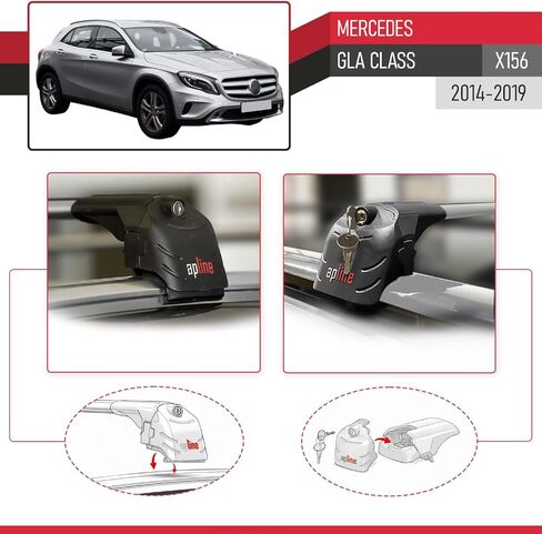 Compatible with Mercedes GLA-Class (X156) 2014-2019 ACE-2 Model Car Roof Rack Cross Bar Gray Aluminium 2 Bars in Kuwait