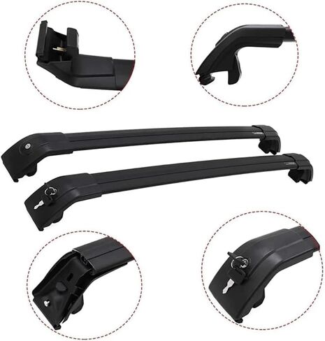 قطعتان من قضبان سقف السيارة المصنوعة من الألومنيوم، لسيارة Hyundai Tucson 2004 2005 2006 2007 2008 2009 قضبان متقاطعة على السطح، 220 رطلًا من قضبان الشحن لحماية حامل الأمتعة على السطح، فضي in Kuwait
