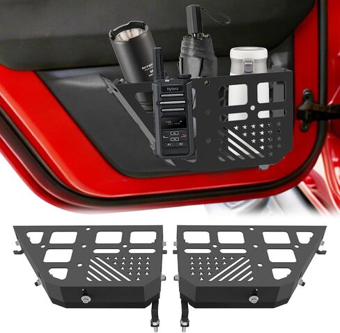 جيوب صندوق تخزين معدنية مطورة للباب الأمامي من MusixiA، لوحات مولية منظم الباب لـ 2007-2018 Jeep Wrangler JK JKU 2/4 باب، منظم إدخال جانبي قابل للتعديل قطعتان in Kuwait