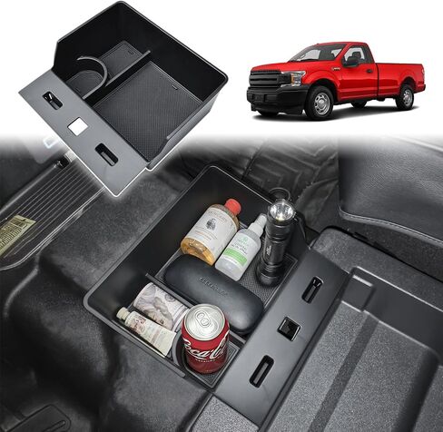وحدة تخزين مركزية تحت المقعد - صينية تنظيم المقعد الأمامي متوافقة مع 2015-2026 Ford F150 و2017-2026 F250 F350 F450 Super Duty مع مقعد قفز 40/20/40، تحل محل حامل أكواب OEM in Kuwait