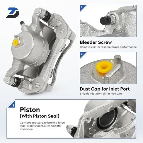 Front Disc Brake Caliper Assembly w/Bracket for 2002-2004 Honda CR-V 2.4L, 2003-2011 Element 2.4L, Replacement 19-B2662 19-B2663 in Kuwait