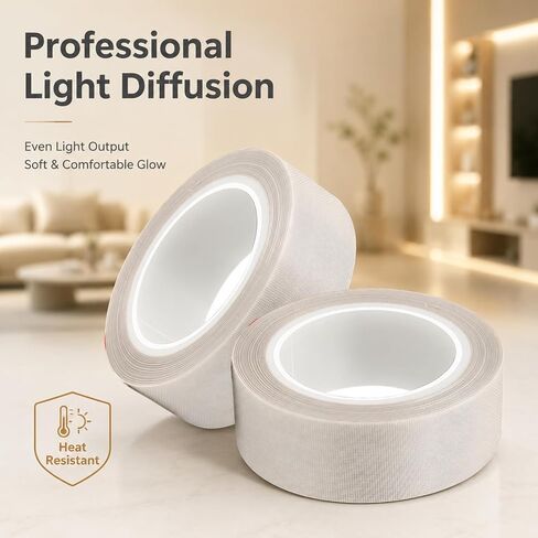 2 Roll Light Dimming Tape,LED Light Strip Masking Tape,0.78inx29ft Light Soften Tape,White Light Blocking Tape,Light Dimming Masking Cover,Dimming Masking Sticker for Cabinet, Cove, TV Backlight in Saudi Arabia