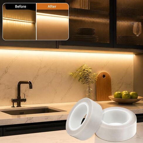 2 Roll Light Dimming Tape,LED Light Strip Masking Tape,0.78inx29ft Light Soften Tape,White Light Blocking Tape,Light Dimming Masking Cover,Dimming Masking Sticker for Cabinet, Cove, TV Backlight in Saudi Arabia