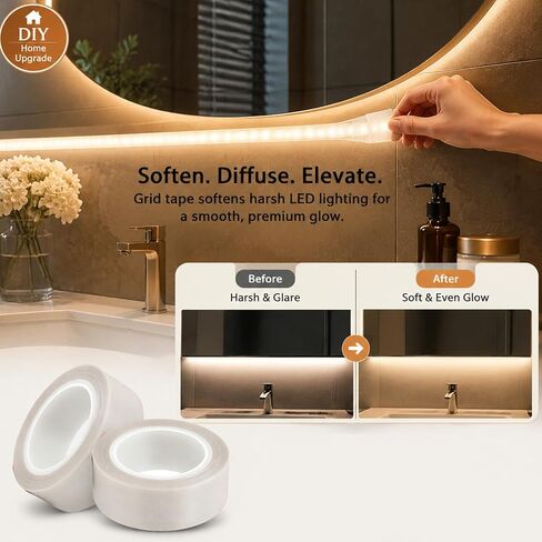 2 Roll Light Dimming Tape,LED Light Strip Masking Tape,0.78inx29ft Light Soften Tape,White Light Blocking Tape,Light Dimming Masking Cover,Dimming Masking Sticker for Cabinet, Cove, TV Backlight in Saudi Arabia