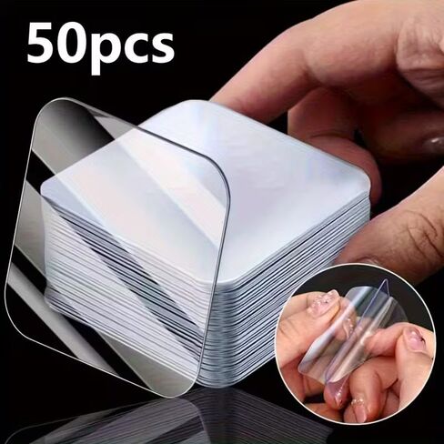 Super Strong Double Sided Tape - 50 Sheets (2"x2" 1.97"x1.97") Clear Mounting Tape, No Drill Adhesive Squares for Walls, Plastic, Glass, Metal, Tile, Stone, Drywall in Kuwait