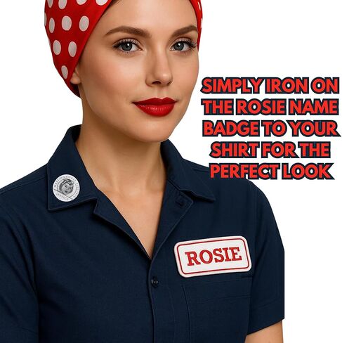 مجموعة شارة Rosie The Riveter - رقعة "Rosie" مثبتة بالكي + زرين دبوسين - "We Can Do It!" وتصميمات الخدمة الكهربائية - إكسسوارات الملابس ذات الأيقونة النسوية العتيقة in Kuwait
