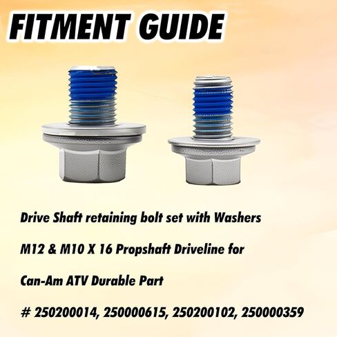 2 Pcs Drive Shaft retaining Bolt Set with Washers,Propshaft Driveline for Can-Am ATV,Replace OE 250200014, 250000615, 250200102, 250000359 in Saudi Arabia