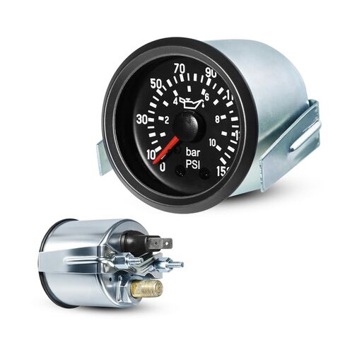 2" 52mm Mechanical Oil Pressure Gauge Kit 12V - 0-10 Bar / 0-150 PSI Dual Scale, Amber Yellow Light Car Meter NPT1/8 for Car in Kuwait