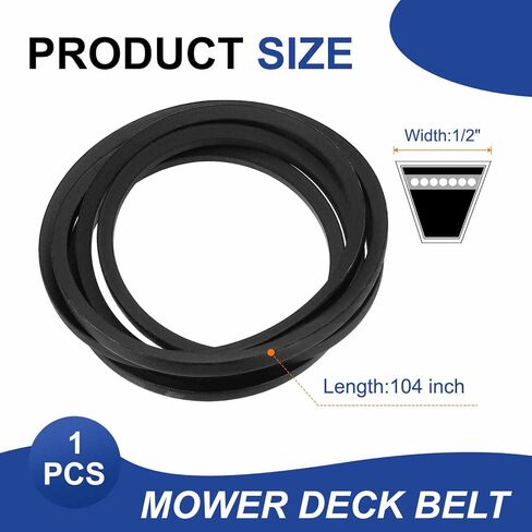 HARFINGTON Cord Mower Deck Belt 1/2" x 104" Rubber Replacement Cord Deck Drive Belt for 754-04219, 954-04219, Black in Kuwait