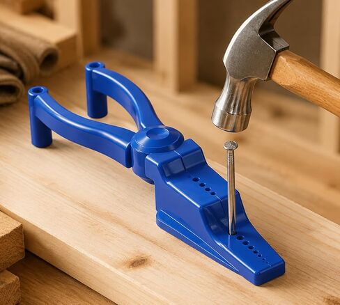 Nail Assist Safety Tool - Cement Steel Nail Cover & Hammer Guard, Portable Plastic Nail Clamp for Construction, DIY & Woodworking, Prevents Hammer Strikes & Holds Nails Securely (Blue) in Kuwait