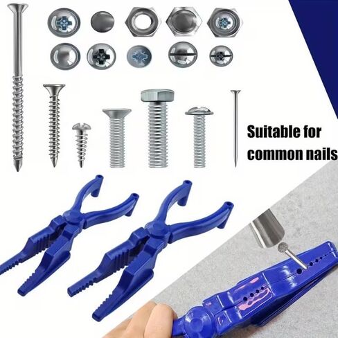 Nail Assist Safety Tool - Cement Steel Nail Cover & Hammer Guard, Portable Plastic Nail Clamp for Construction, DIY & Woodworking, Prevents Hammer Strikes & Holds Nails Securely (Blue) in Kuwait