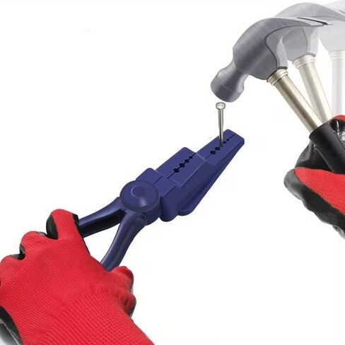 Nail Assist Safety Tool - Cement Steel Nail Cover & Hammer Guard, Portable Plastic Nail Clamp for Construction, DIY & Woodworking, Prevents Hammer Strikes & Holds Nails Securely (Blue) in Kuwait
