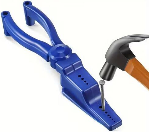 Nail Assist Safety Tool - Cement Steel Nail Cover & Hammer Guard, Portable Plastic Nail Clamp for Construction, DIY & Woodworking, Prevents Hammer Strikes & Holds Nails Securely (Blue) in Kuwait