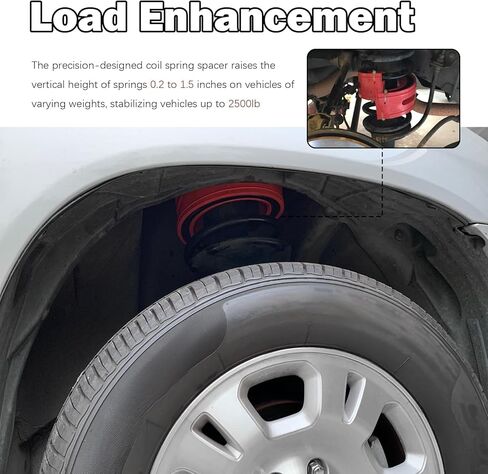 2PCS Rubber Coil Spring Spacers with Ties,Heavy-Duty Coil Spring Booster for Vibration & Noise Reduction,Rear Coils Springs Spacer Car Accessories Fit Springs with 1.45-1.65" Gap in Saudi Arabia