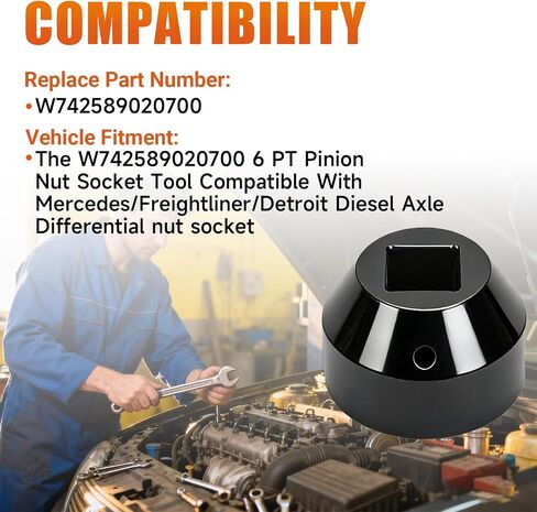 W742589020700 6 PT Pinion Nut Socket Tool Compatible with Mercedes/Freightliner/Detroit Diesel Axle Differential nut Socket in Saudi Arabia