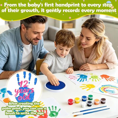 7" Stamp Pads for Kids – 8 Color Ink Pads for Kids Washable + 8 Color Acrylic Paints, Handprint & Footprint Stamps, Fingerprint Painting, Scrapbooking, Card Making, Fabric & Paper Crafts in Saudi Arabia