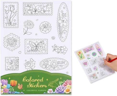 9 Sheets 100+ Pcs Coloring Book for Women, Coloring Stickers for Adult, Color Letter Flowers Butterfly Inspirational Quote Sticker Scrapbook Stickers for Women,Fun Coloring Activities in Kuwait