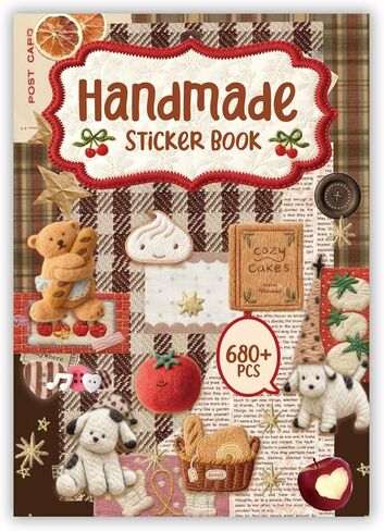 Bomichi Japanese Embroidered Sticker Book, Animal and Plant Theme - 1360+ Pcs Cute Old Showa Style Aesthetic Stickers for DIY Scrapbooking Journaling Handbook Decoration (Green & Brown 2 in 1) in Saudi Arabia