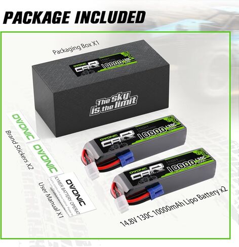 OVONIC 10000mAh 14.8V 4S Lipo Battery 130C Soft Case with EC5 Connector for RC Cars, Trucks, Planes, Drones – 2 Pack in Kuwait