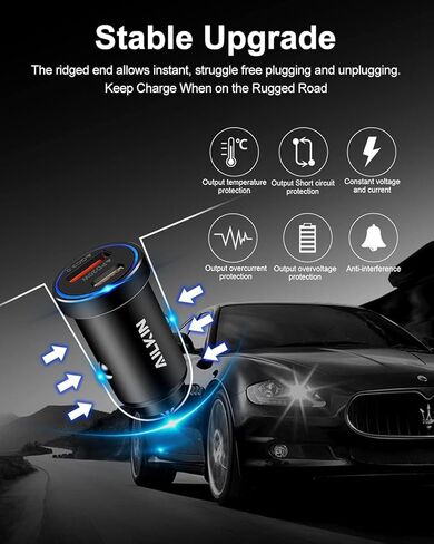 2 حزمة شاحن USB 12 فولت محول شاحن سيارة USBC، محول هاتف سيارة صغير USB C شحن سريع لهاتف Apple iPhone Android Galaxy ثنائي المنفذ PD&QC 3.0 ولاعة سجائر مزدوجة قابس شاحن سيارات in Kuwait