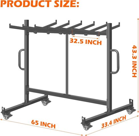 Folding Chair Rack, Heavy-Duty Folding Chair Cart Storage for 42 Chairs or 12 Tables, 550 lbs Capacity, Heavy Metal Chair Holder Rack with Locking Universal Wheels, Dust Cover, Elastic Cords in Saudi Arabia