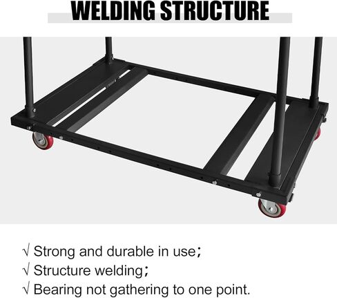 Folding Table Cart Rack for 60" Round Tables, Heavy Duty Table Trolley Rolling Casters for Reataurant, Party, Hotel Furniture 10 Table Capacity, Black in Saudi Arabia