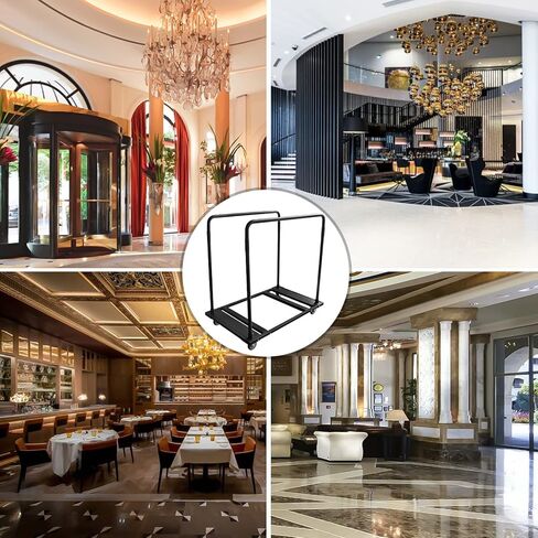 Folding Table Cart Rack for 60" Round Tables, Heavy Duty Table Trolley Rolling Casters for Reataurant, Party, Hotel Furniture 10 Table Capacity, Black in Saudi Arabia