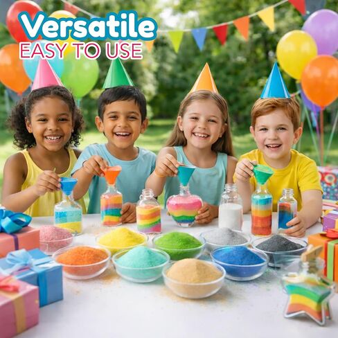 4E's Novelty 12 Lbs Colored Craft Sand -15 Colors, 0.8 lb Bags, Non-Toxic Fine Grain Decorative Sand Art for Kids Craft, Bottle & Vase Filler, Teachers Classroom Supplies in Kuwait