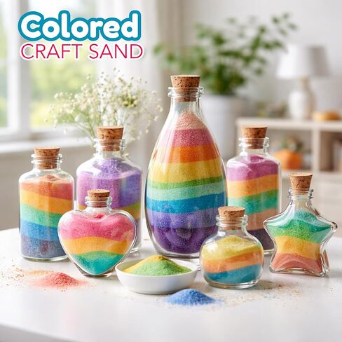 4E's Novelty 12 Lbs Colored Craft Sand -15 Colors, 0.8 lb Bags, Non-Toxic Fine Grain Decorative Sand Art for Kids Craft, Bottle & Vase Filler, Teachers Classroom Supplies in Kuwait