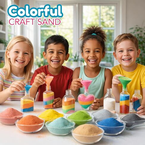 4E's Novelty 12 Lbs Colored Craft Sand -15 Colors, 0.8 lb Bags, Non-Toxic Fine Grain Decorative Sand Art for Kids Craft, Bottle & Vase Filler, Teachers Classroom Supplies in Kuwait