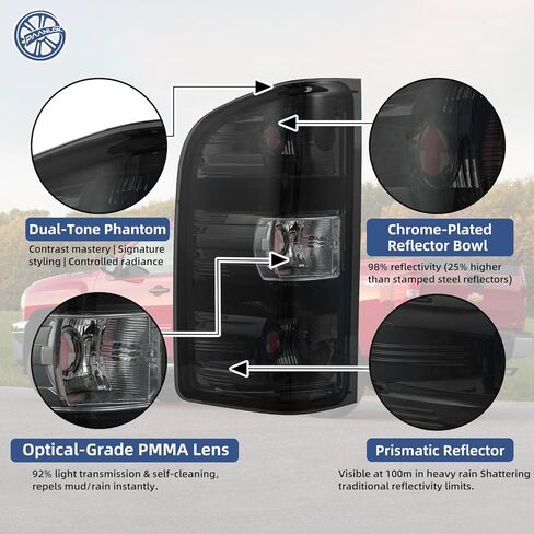 أضواء خلفية دخانية لسيارة 2007-2013 Chevy Silverado 1500/2007-2014 Silverado 2500HD 3500HD / 2007-2013 GMC Sierra 3500HD - السكن فقط، باستثناء الجسم الكلاسيكي و2014 الجديد in Kuwait