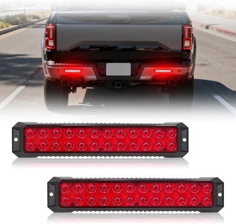 24 LED أحمر مقطورة الفرامل الذيل شريط الضوء، وقف وقوف السيارات أضواء الذيل مقاوم للماء الفرامل الضوء الأحمر للشاحنات التقاط السيارات RV ATV سحب فان الطرق الوعرة المركبات 9 بوصة سطح جبل LED بار 2PCS in Kuwait