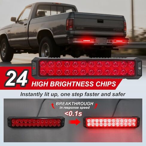 24 LED أحمر مقطورة الفرامل الذيل شريط الضوء، وقف وقوف السيارات أضواء الذيل مقاوم للماء الفرامل الضوء الأحمر للشاحنات التقاط السيارات RV ATV سحب فان الطرق الوعرة المركبات 9 بوصة سطح جبل LED بار 2PCS in Kuwait