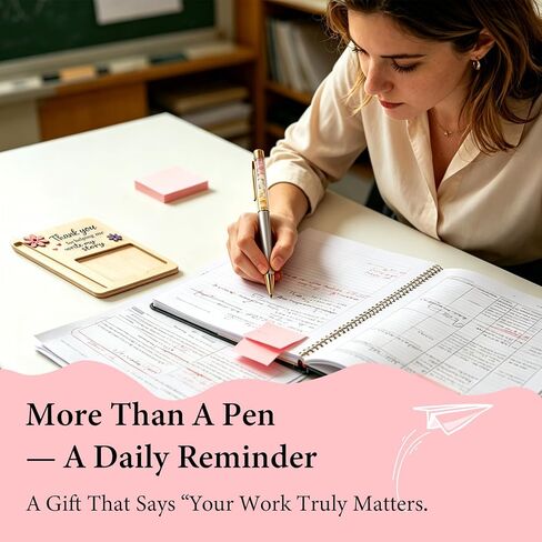 Hesuuho Teacher Appreciation Gift for Women, Inspirational Desk Gift with Crystal Pen, Thank You Gift for Teacher, Mentor Gift for Her, Appreciation Gift for Women Coworker Boss, Stress Relief (Pink) in Saudi Arabia