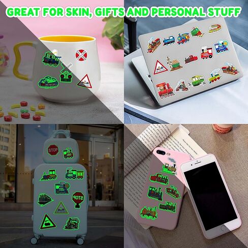Neon Luminous Glow in the Dark Train Temporary Tattoos Stickers for Kids Boys Girls – Glow Birthday Party Decorations Supplies Party Favors Night Gifts Classroom Rewards Prizes (Train) in Saudi Arabia