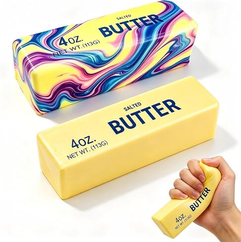2 Packs Slow Rising Butter Squishy,Squishy Butter Stick, Upgraded PU Material, Butter Squeeze Toys Pack ,Stretchy Fidget Toy Stretchy Fidget Toy for Party Favors,Multicolored and Yellow in Kuwait