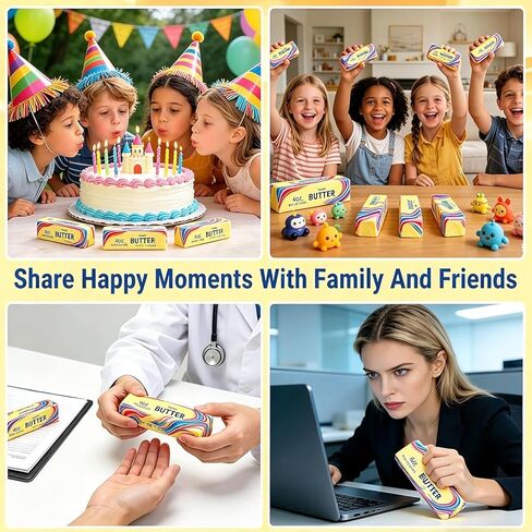 2 Packs Slow Rising Butter Squishy,Squishy Butter Stick, Upgraded PU Material, Butter Squeeze Toys Pack ,Stretchy Fidget Toy Stretchy Fidget Toy for Party Favors,Multicolored and Yellow in Kuwait