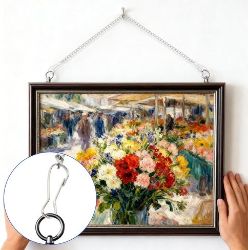 Nogeqi 10 Pcs 20 Inch Hanging Chains for Stained Glass Panels, Silver Stainless Steel Picture Hanging Chains with Hooks, Metal Decorative Chain for Suncatcher Crystals and Hanging-Baskets in Kuwait