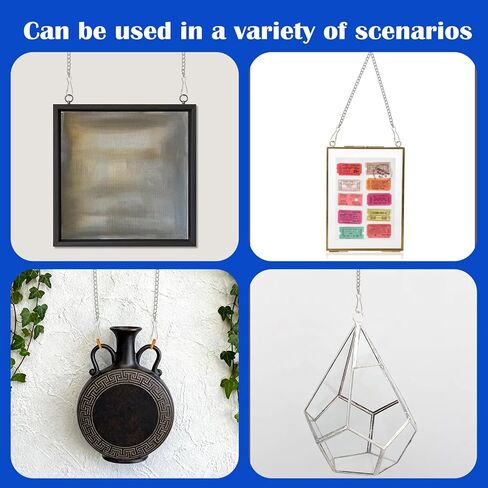 Nogeqi 10 Pcs 20 Inch Hanging Chains for Stained Glass Panels, Silver Stainless Steel Picture Hanging Chains with Hooks, Metal Decorative Chain for Suncatcher Crystals and Hanging-Baskets in Kuwait
