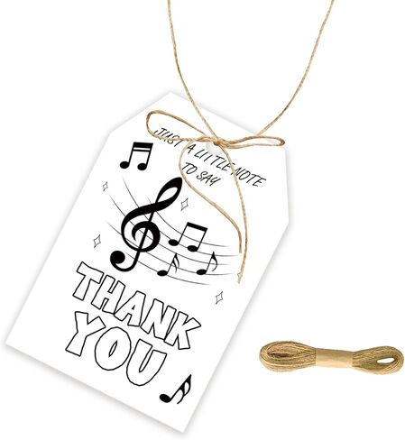 50pcs Just A Note to Say Thanks Thank You Tags, Music-Note Gift Tag with String for Music Party, Musical Thank You Paper Tags for Birthday Party Favors in Kuwait