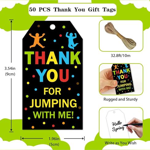 50Pcs Jump Birthday Party Thank You Tags Lets Jump Birthday Favors Thank You for Jumping with Me Gift Tags for Boys Girls Jump Theme Bday Decors Party Supplies in Saudi Arabia