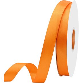 5/8 Inch Wide Orange Satin Ribbon 50 Yards Double Face Orange Fabric Ribbon for Gift Wrapping Crafts Wedding Party Flower Bouquet Arts Bows Decoration in Saudi Arabia