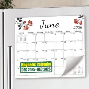 Magnetic 2026 Calendar for Refrigerator, Fridge Magnet Calendar from Dec 2025 to Dec 2026, Aesthetic Family Kitchen Large Paper Calendars with Floral Design, Tear-off Pad for Planners & Organizers (12.6"x11") in Saudi Arabia