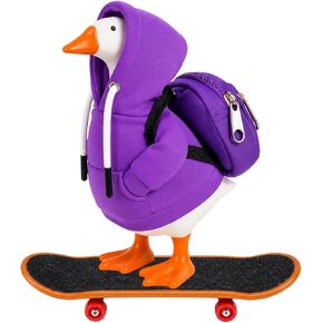 Desk Goose Outfits 7 Inches, 3-Piece Porch Goose Outfits Set with Hoodie, Schoolbag and Mini Finger Skateboards for Tabletop Decor, Desk Goose Clothes for Office Desk and School Gifts (Purple) in Saudi Arabia