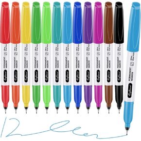 Ultra Fine Point Permanent Markers Assorted Colors 12 Pcs, Extra Fine Tip Works on Paper, Glass, Plastic, Metal, Waterproof, Smudge Resistant, for Adults, Teacher, Office & School Supplies in Saudi Arabia