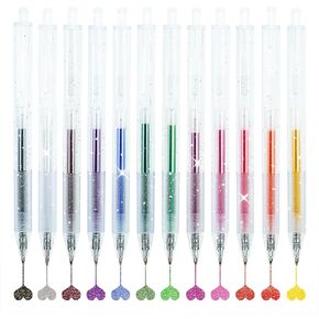 12 Colors Glitter Gel Pens, 1mm Retractable Metallic Sparkle Pen for Adult Coloring Journaling Drawing Doodling in Saudi Arabia